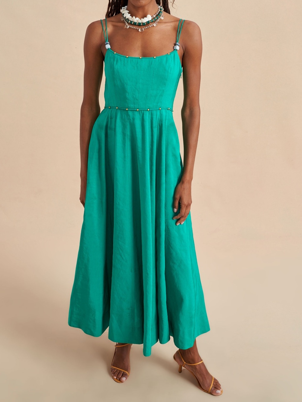 La Ligne Disco Dress - Spaghetti-Strap Beaded Maxi Dress